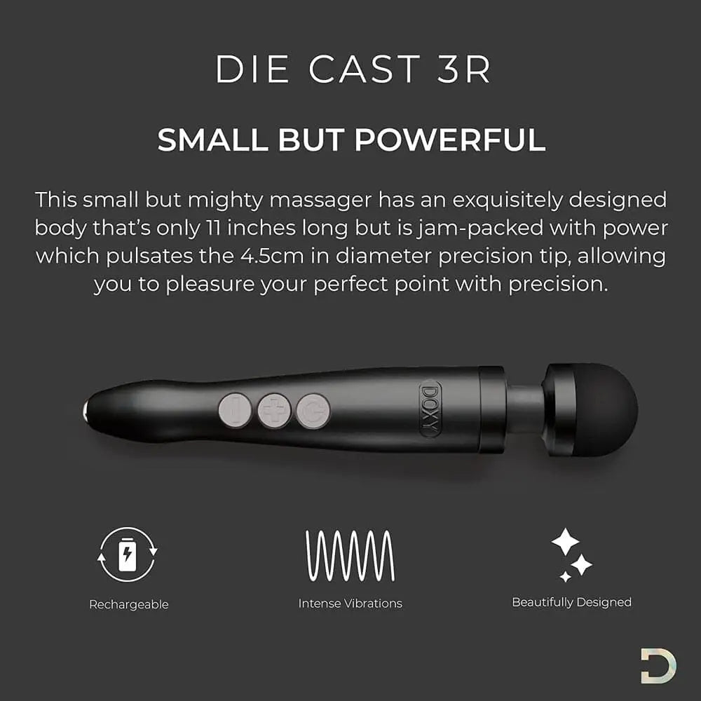 Doxy Die Cast 3 Rechargeable Wand Matte Black - Save 30% - Fast Shipping - Vibrator United Kingdom Stoke-on-trent