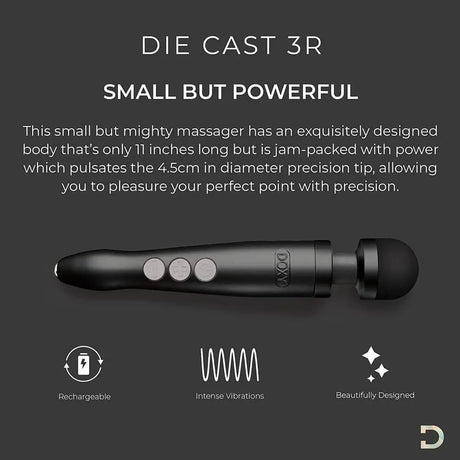 Doxy Die Cast 3 Rechargeable Wand Matte Black - Save 30% - Fast Shipping - Vibrator United Kingdom Stoke-on-trent