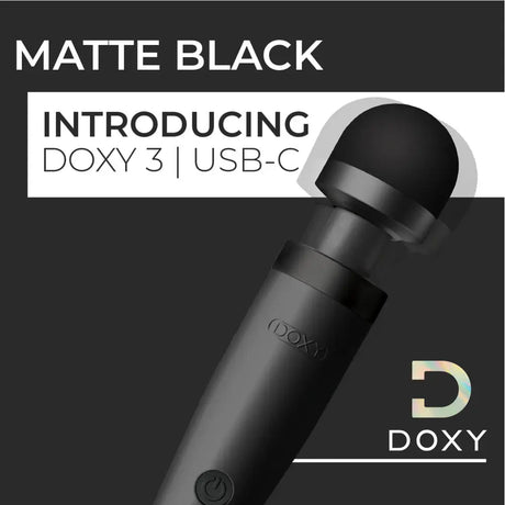 Doxy Wand 3 Black Usb Powered Vibrating Massaging - Save 25% - Usb - Fast Shipping - Vibrator United Kingdom Stoke-on-trent
