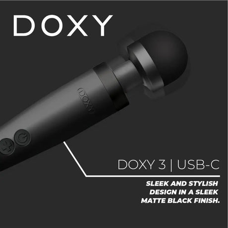 Doxy Wand 3 Black Usb Powered Vibrating Massaging - Save 25% - Usb - Fast Shipping - Vibrator United Kingdom Stoke-on-trent