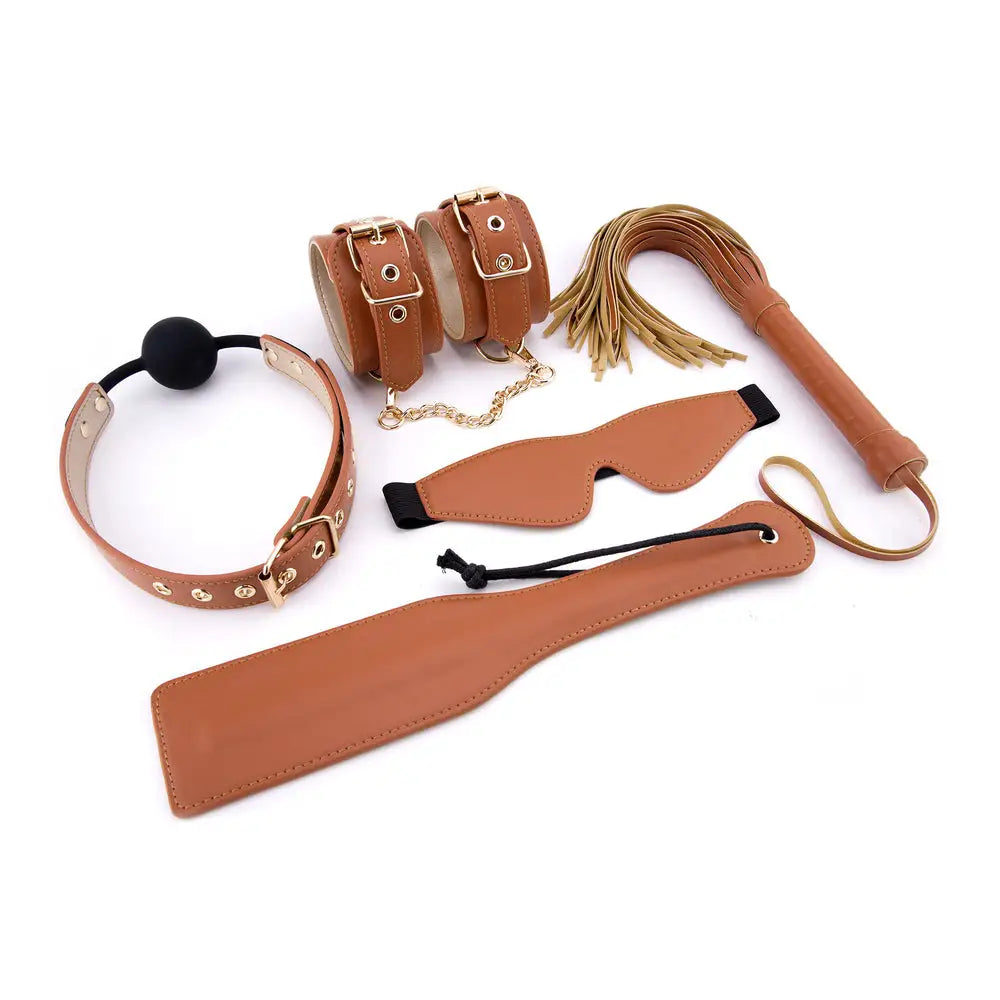 Elite Bdsm Cognac Vegan Leather Set - Save 30% - Bdsm - Fast Shipping - Sale United Kingdom Stoke-on-trent