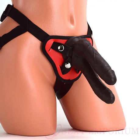 Expert Double Strap-on Dildo with Red Harness - Save 15% - Strap-on - Fast - Sale United Kingdom Stoke-on-trent