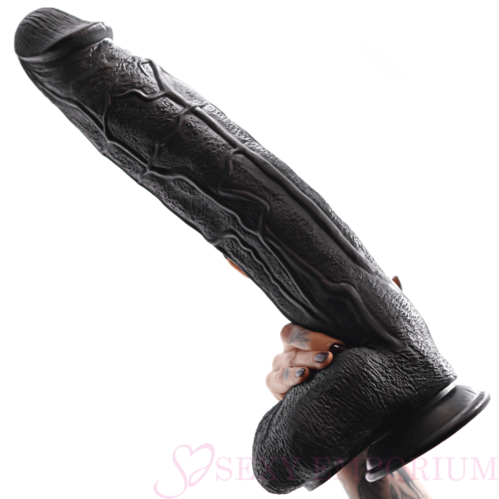 Final Boss - 17.7 Inches. Extremely Large Dildo - Black - Save 20%