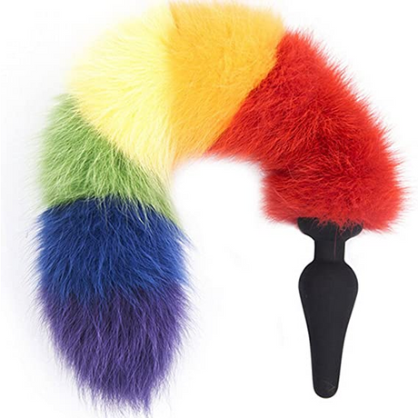 Furry Rainbow Butt Plug Tail