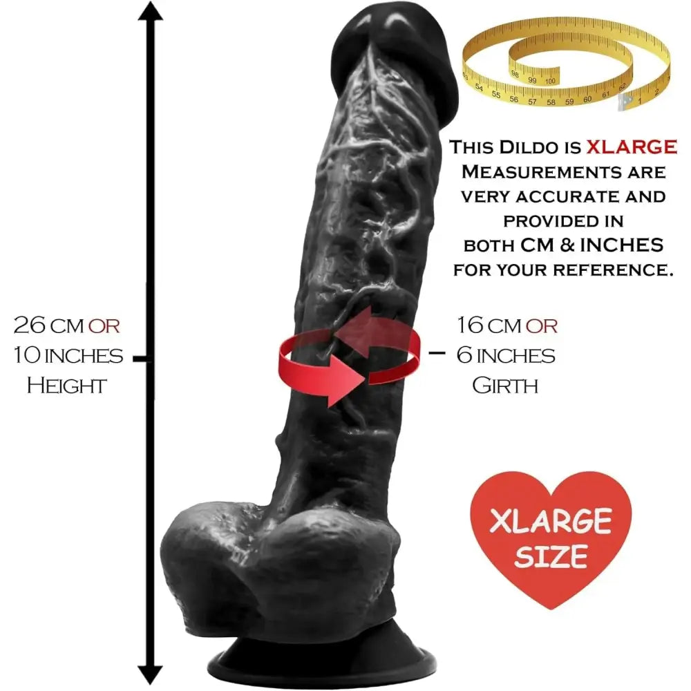 Gargantua Realistic 9.5 Inch Dildo Black - Dildos - Save 40% - Large Sex Toy - United Kingdom Stoke-on-trent