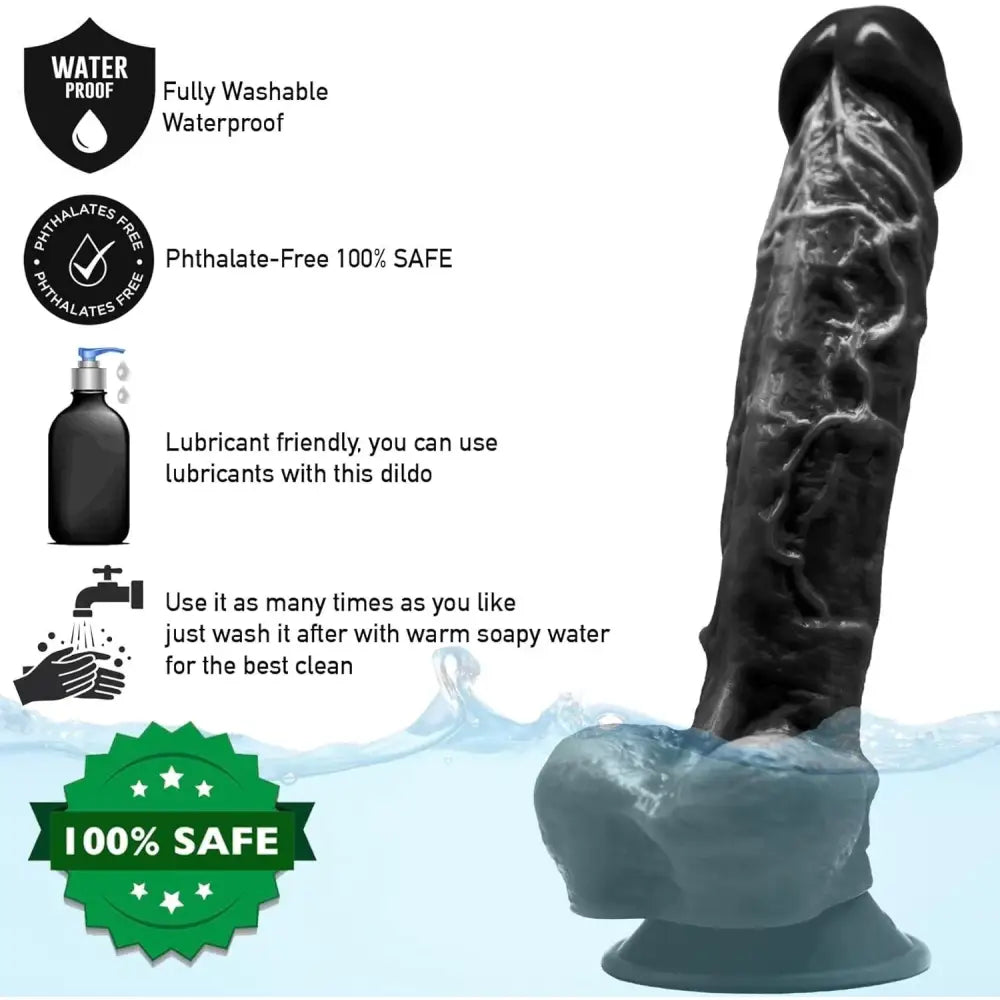 Gargantua Realistic 9.5 Inch Dildo Black - Dildos - Save 40% - Large Sex Toy - United Kingdom Stoke-on-trent