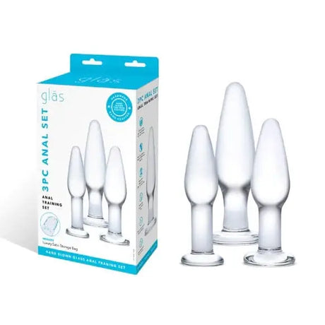 Glas Anal Training Butt Plug Set (4’’ - 4.75’’ - 5.25’’) - Sex Toys - Save 25% - Fast Shipping - Dildos United Kingdom Stoke-on-trent