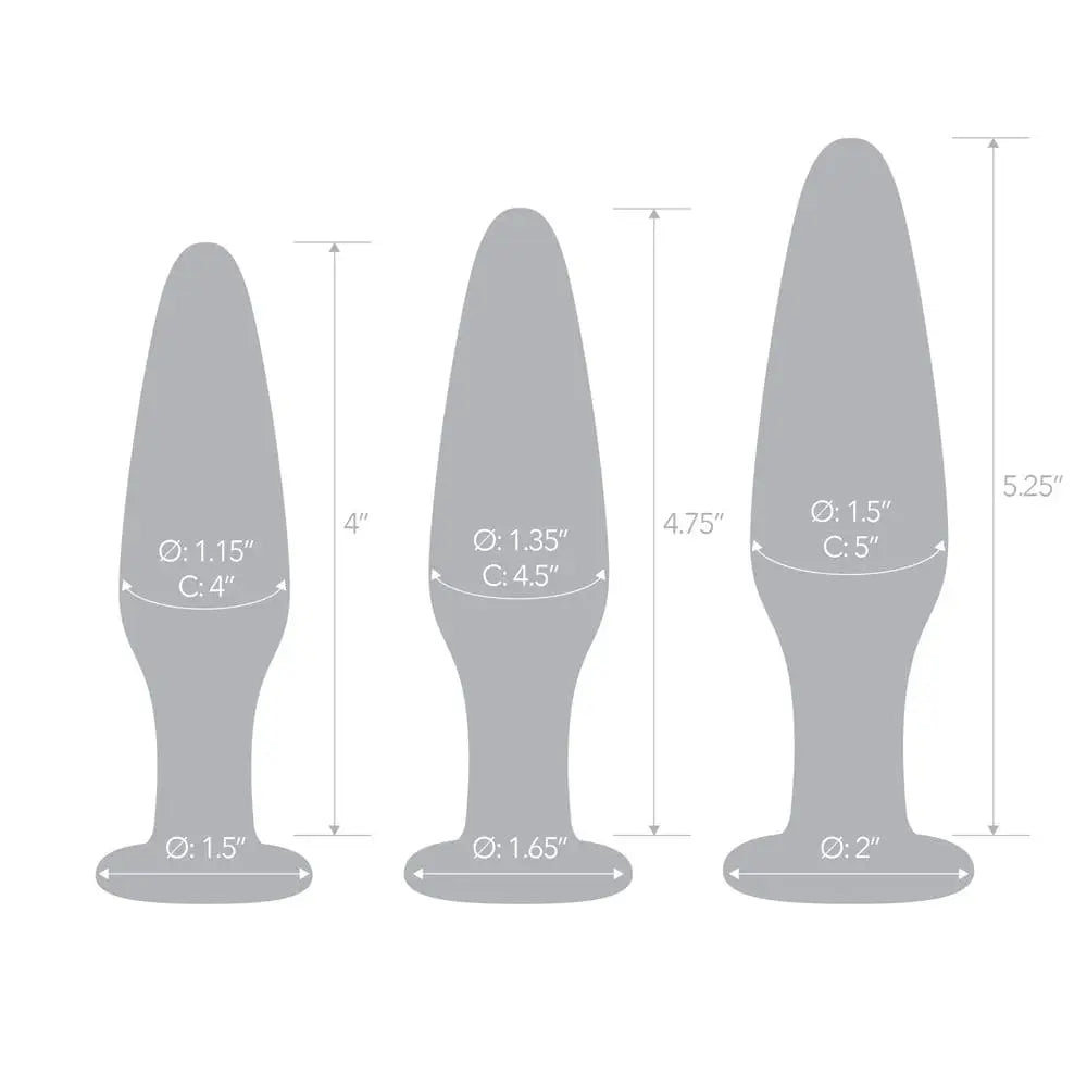Glas Anal Training Butt Plug Set (4’’ - 4.75’’ - 5.25’’) - Sex Toys - Save 25% - Fast Shipping - Dildos United Kingdom Stoke-on-trent
