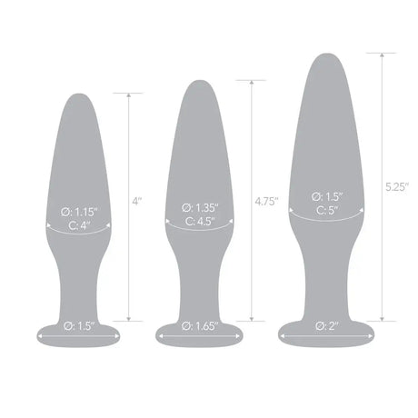 Glas Anal Training Butt Plug Set (4’’ - 4.75’’ - 5.25’’) - Sex Toys - Save 25% - Fast Shipping - Dildos United Kingdom Stoke-on-trent