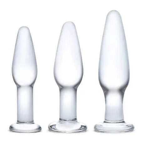 Glas Anal Training Butt Plug Set (4’’ - 4.75’’ - 5.25’’) - Sex Toys - Save 25% - Fast Shipping - Dildos United Kingdom Stoke-on-trent