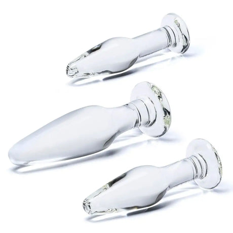 Glas Anal Training Butt Plug Set (4’’ - 4.75’’ - 5.25’’) - Sex Toys - Save 25% - Fast Shipping - Dildos United Kingdom Stoke-on-trent