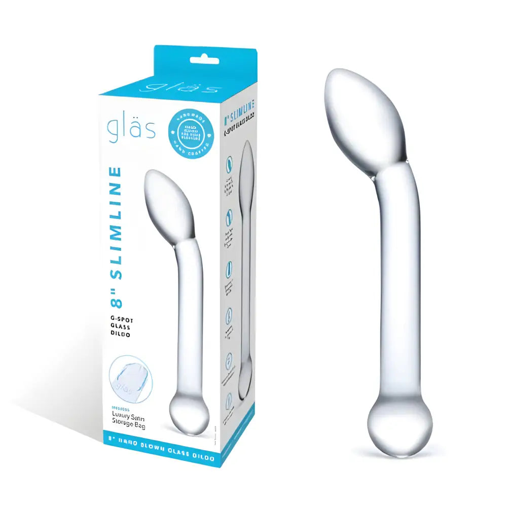 Glas Slimline G-spot Transparent (8’’) - Sex Toys - Save 25% - G-spot - Fast Shipping - Dildo United Kingdom Stoke-on-trent