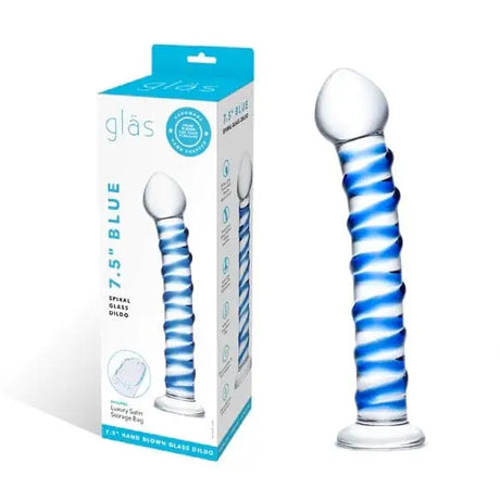 Glas Spiral Glass Dildo Blue (7.5’’) - Sex Toys - Save 15% - Fast Shipping - United Kingdom Stoke-on-trent