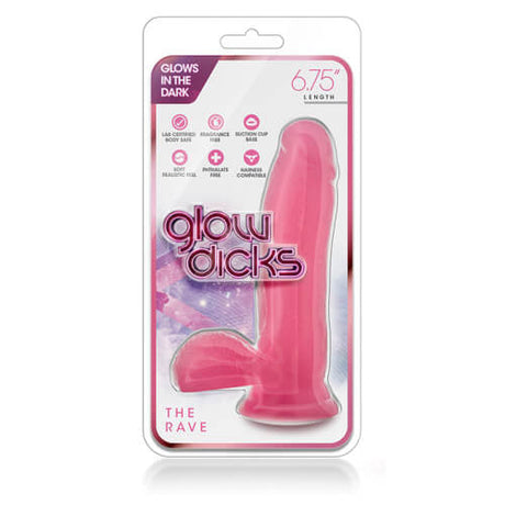 Glow in the Dark 7 Inch Suction Base Cock with Balls