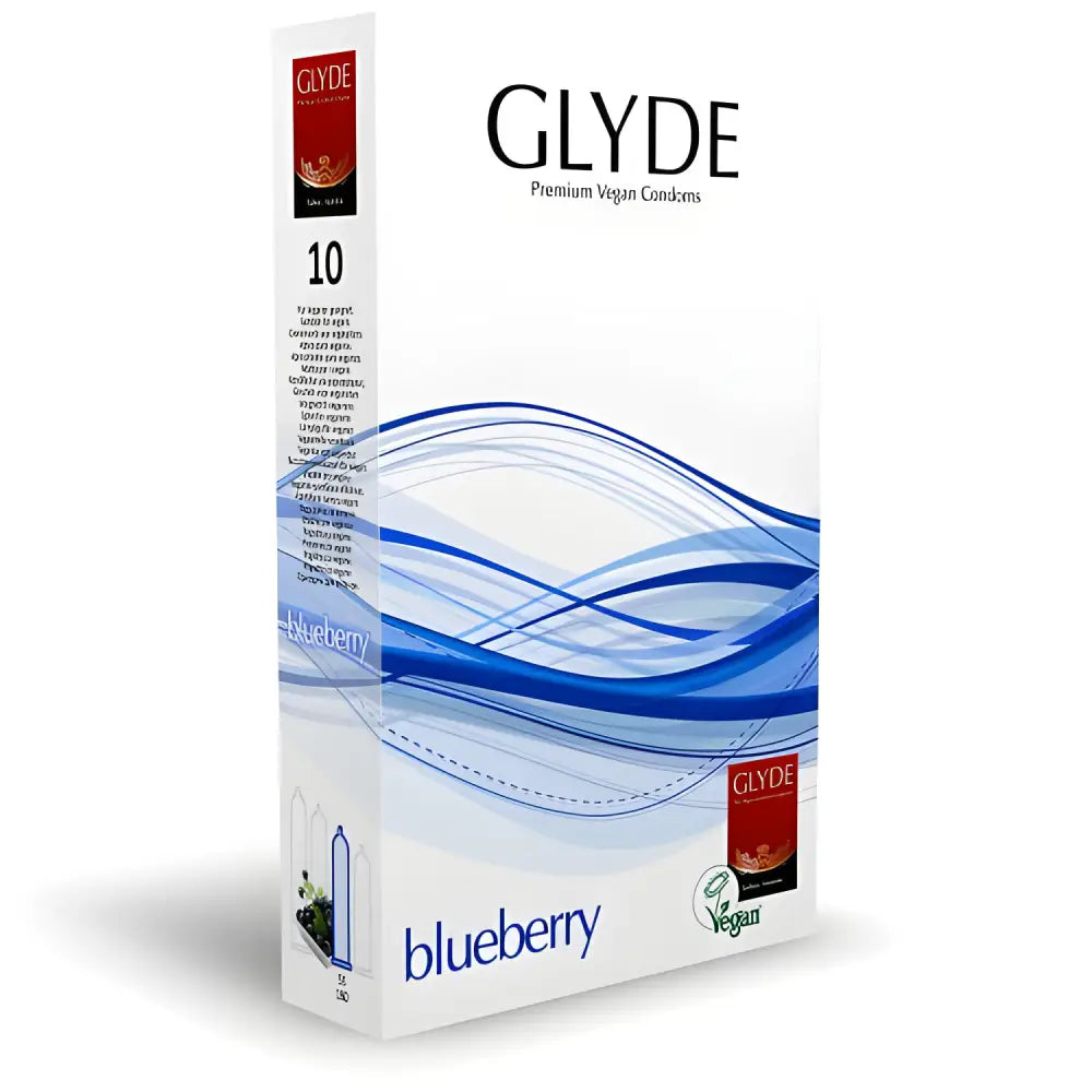 Glyde Ultra Blueberry Flavour Vegan Condoms 10 Pack - Save 25% - Fast Shipping - Sale United Kingdom Stoke-on-trent
