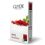 Glyde Ultra Slimfit Strawberry Flavour Vegan Condoms 10 Pack - Save 20% - Sale