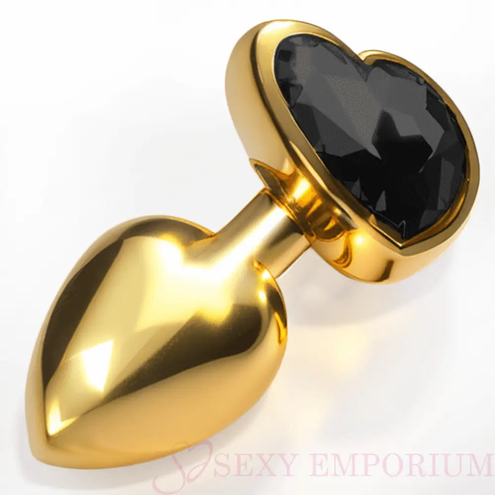 Heart Gold Butt Plug Black - Save 15% - Fast Shipping - Sale United Kingdom Stoke-on-trent