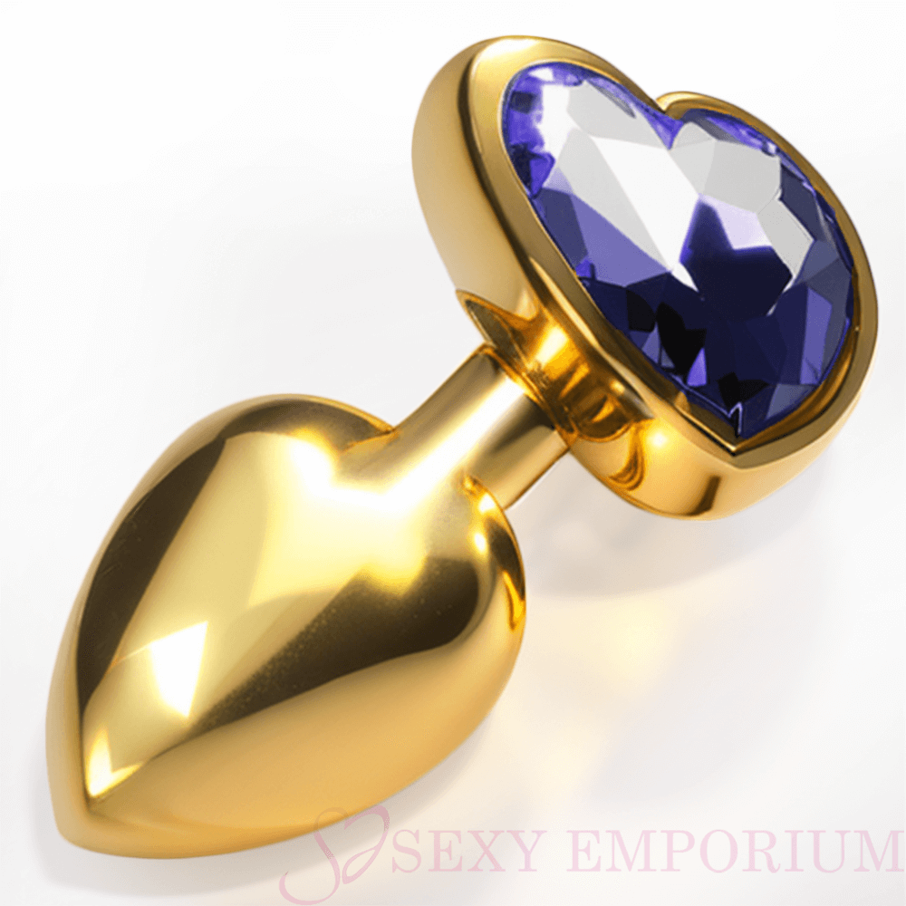 Heart Gold Butt Plug Dark Blue