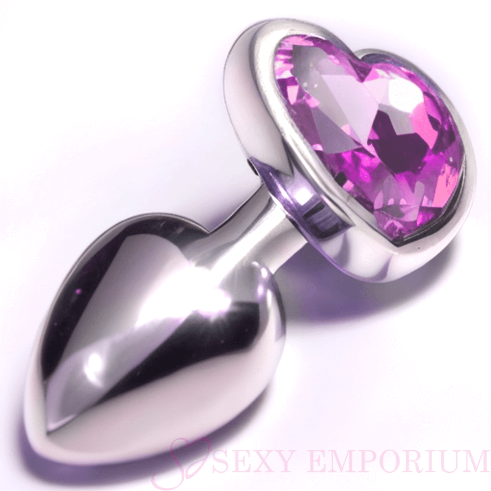 Heart Silver Butt Plug Pink