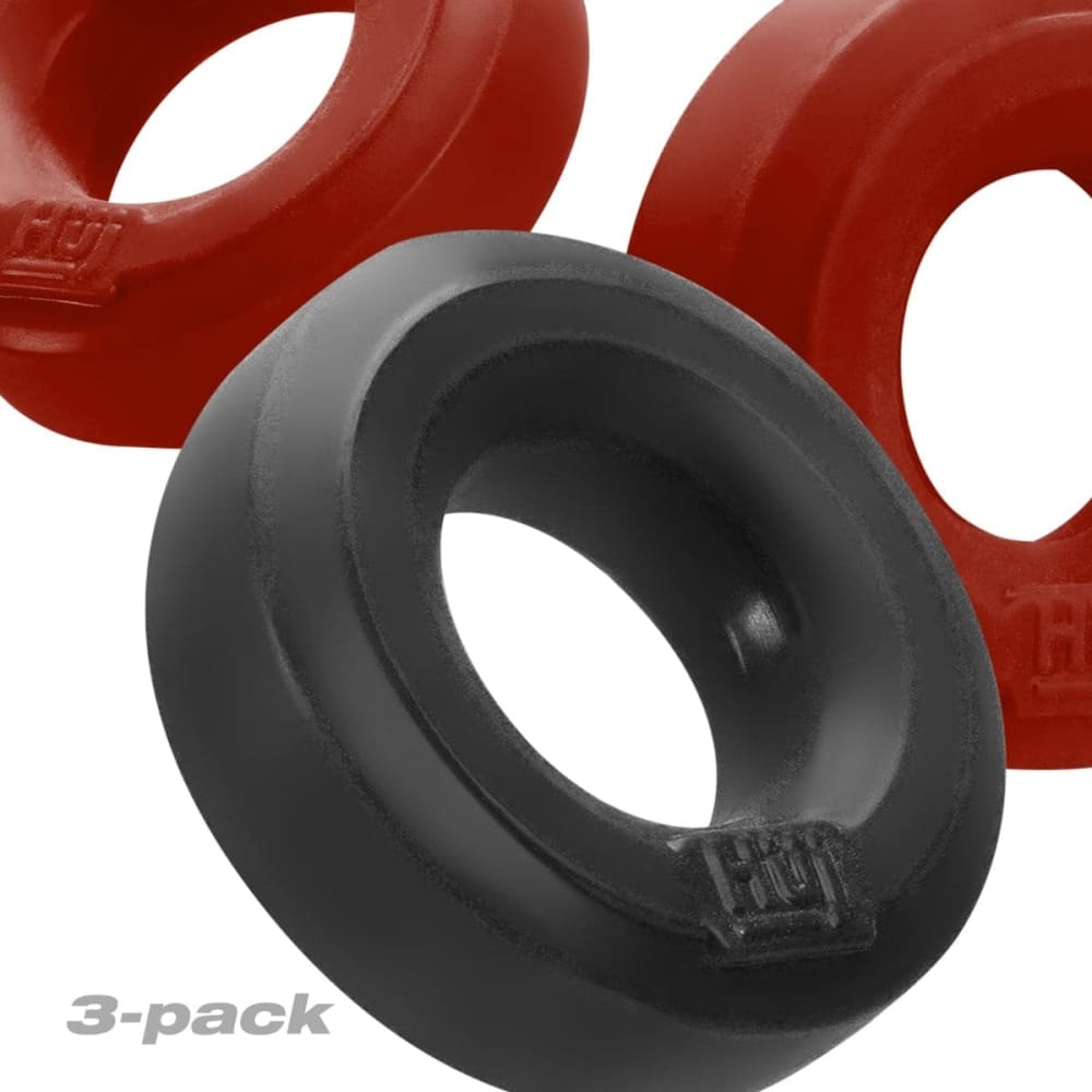 Hunkyjunk Huj3 Cock Ring 3-pack Cherry & Tar Ice - Save 20% - Sale