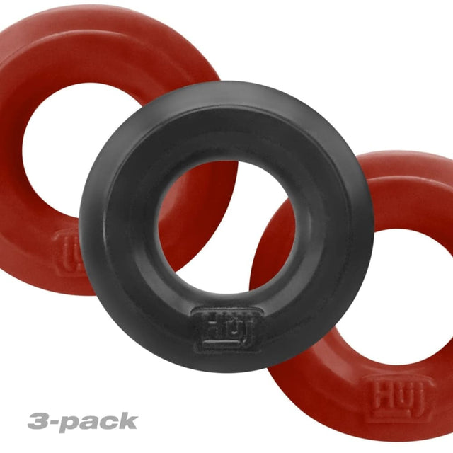 Hunkyjunk Huj3 Cock Ring 3-pack Cherry & Tar Ice - Save 20% - Sale