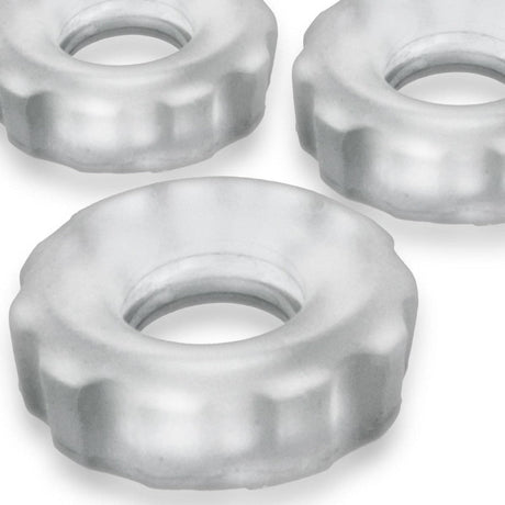Hunkyjunk Super Huj 3-Pack Cockrings in Clear Ice - Sex Toys