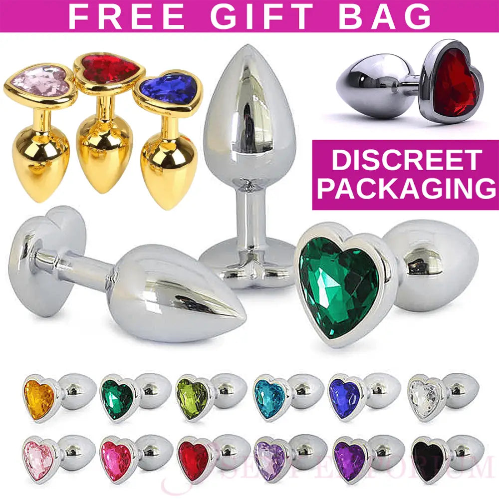 Jewelled Metal Heart Butt Plugs - Fast Shipping - Sale United Kingdom Stoke-on-trent
