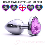 Jewelled Metal Heart Butt Plugs - Save 20% - Fast Shipping - Sale United Kingdom Stoke-on-trent