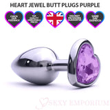 Jewelled Metal Heart Butt Plugs - Save 20% - Fast Shipping - Sale United Kingdom Stoke-on-trent