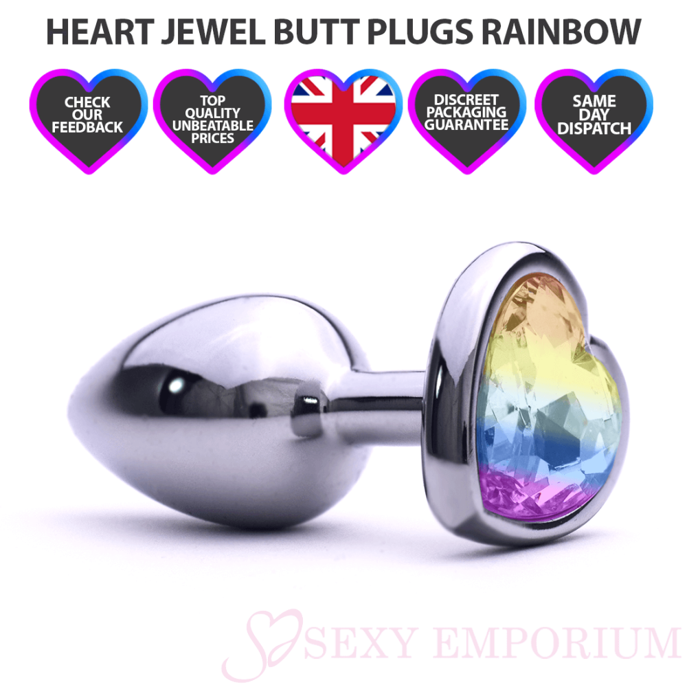 Jewelled Metal Heart Butt Plugs - Sexy Emporium