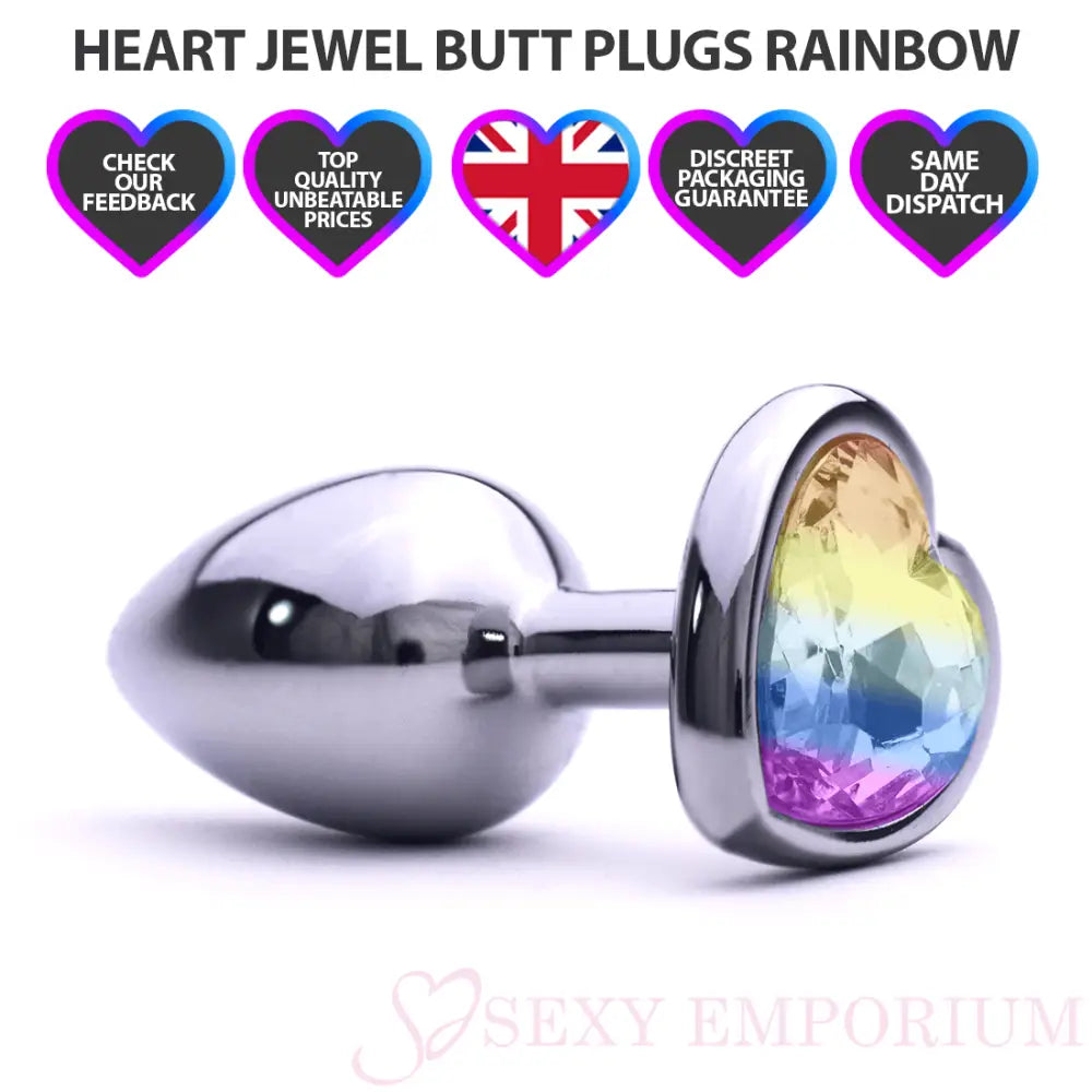 Jewelled Metal Heart Butt Plugs - Save 20% - Fast Shipping - Sale United Kingdom Stoke-on-trent