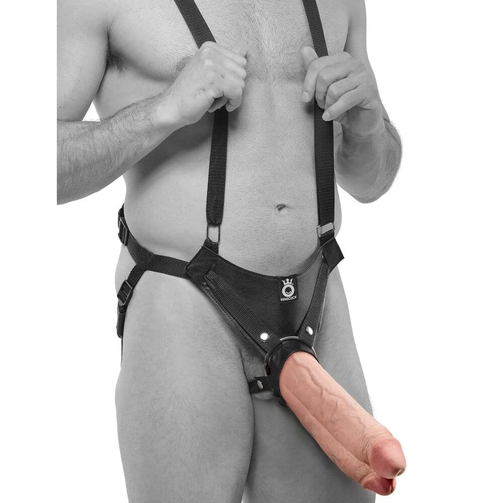 King Cock 11 Inch Flesh Two Cocks one Hole Hollow Strapon - Save 30% - Dildo