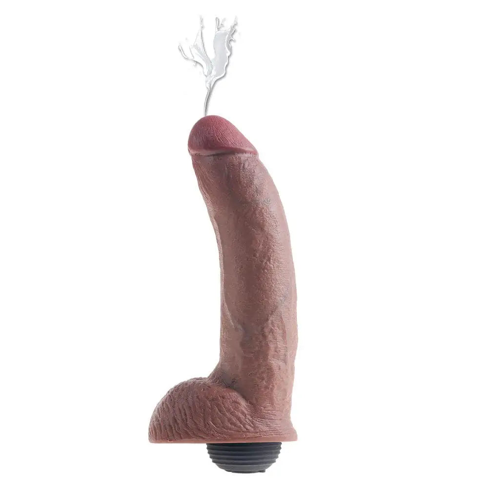 King Cock 9 Inch Squirting with Balls Brown - Save 25% - with - Fast Shipping - Dildo United Kingdom Stoke-on-trent