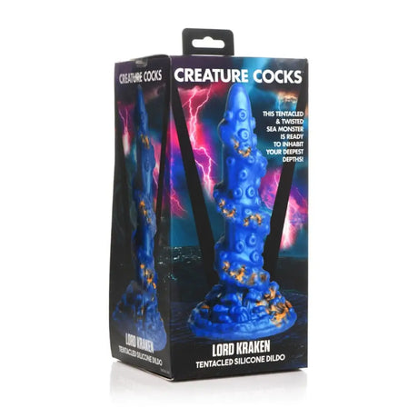 Kraken Tentacled Silicone Dildo Blue Gold - Save 25% - Fast Shipping - United Kingdom Stoke-on-trent