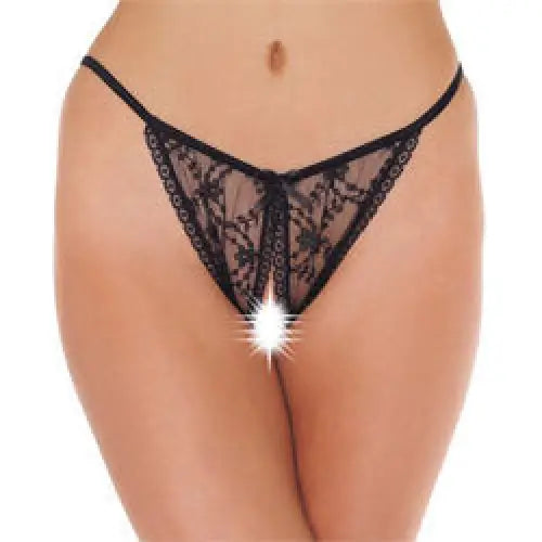 Lace Black Crotchless Tanga - Original Sexy Emporium United Kingdom Stoke-on-trent