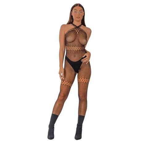 Lace by Lj Crossover Neck Crotchless Bodystocking - Save 15% - Sale United Kingdom Stoke-on-trent