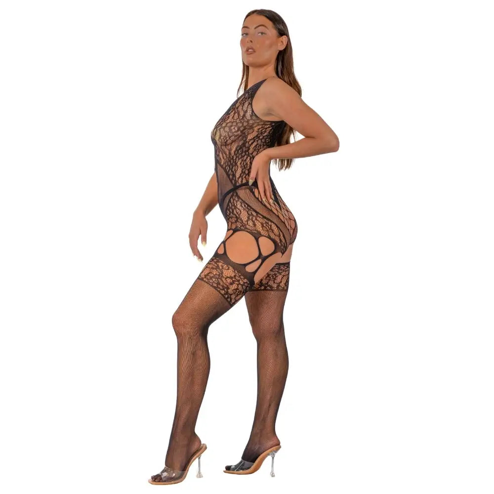 Lace by Lj Cut out Suspender Bodystocking Black - Save 20% - Sale United Kingdom Stoke-on-trent