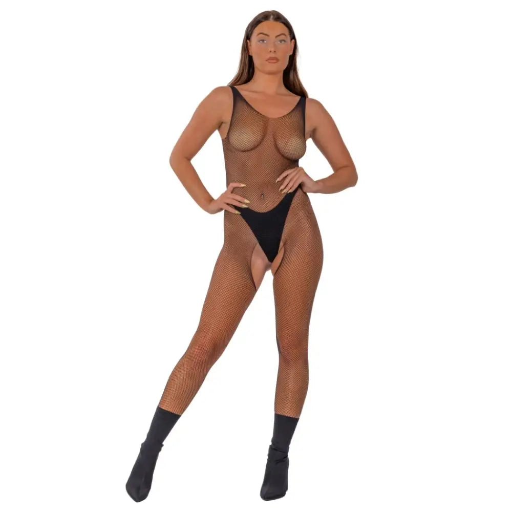 Lace by Lj Fishnet Crotchless Bodystocking Black - Save 10% - Sale United Kingdom Stoke-on-trent