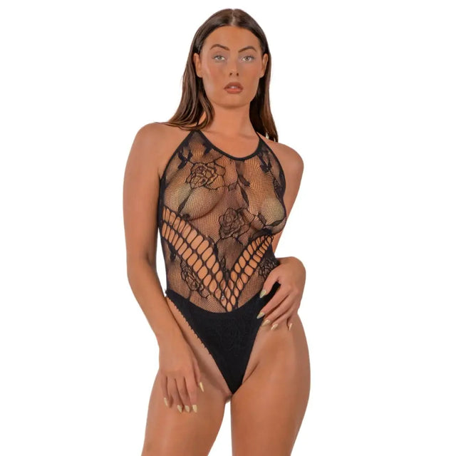 Lace by Lj Floral Halter Bodysuit Black - Save 25% - Sale United Kingdom Stoke-on-trent