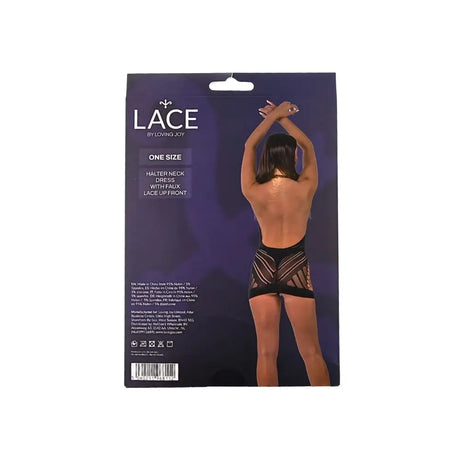 Lace by Lj Halter Neck Dress with Faux Up Front Black - Save 15% - Sale United Kingdom Stoke-on-trent