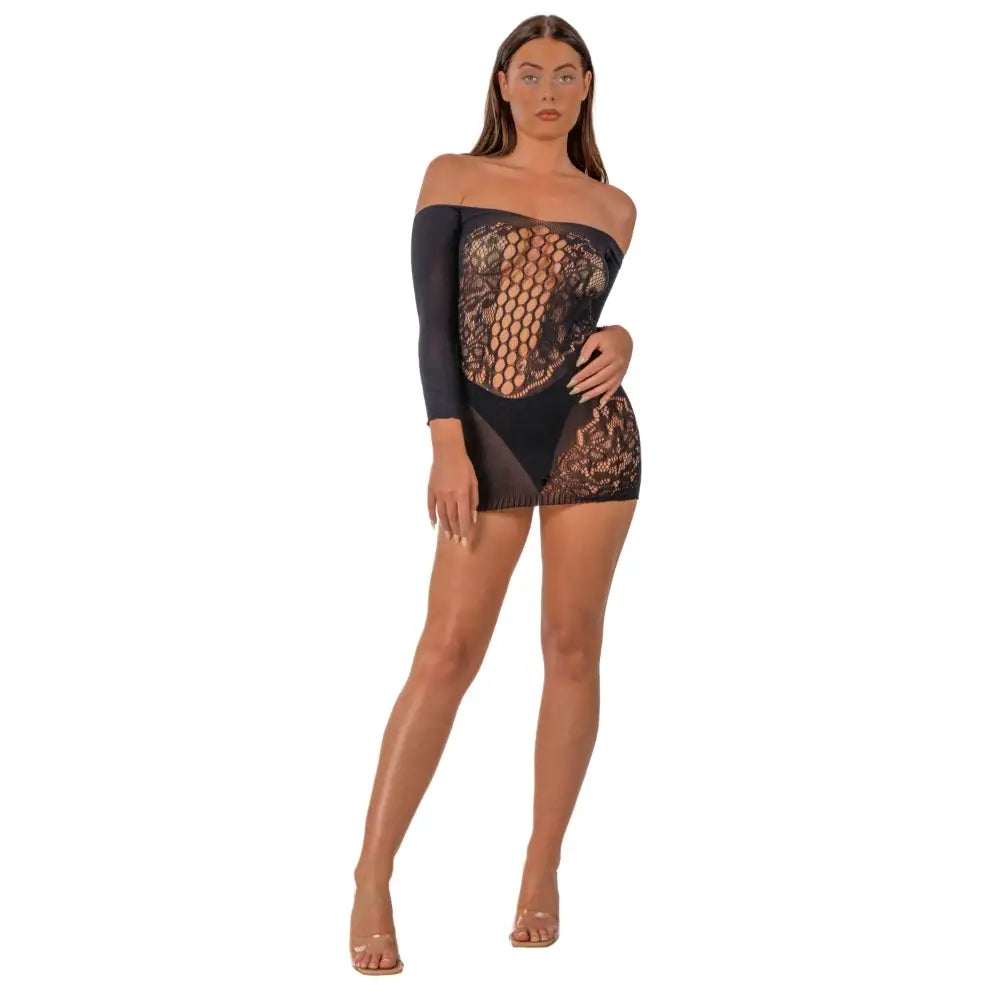 Lace by Lj off the Shoulder Mini Dress Black - Save 25% - Sale United Kingdom Stoke-on-trent