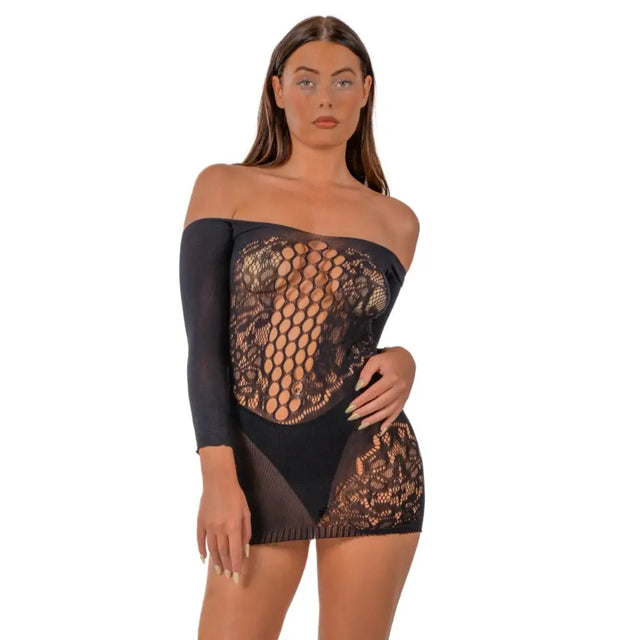 Lace by Lj off the Shoulder Mini Dress Black - Save 25% - Sale United Kingdom Stoke-on-trent