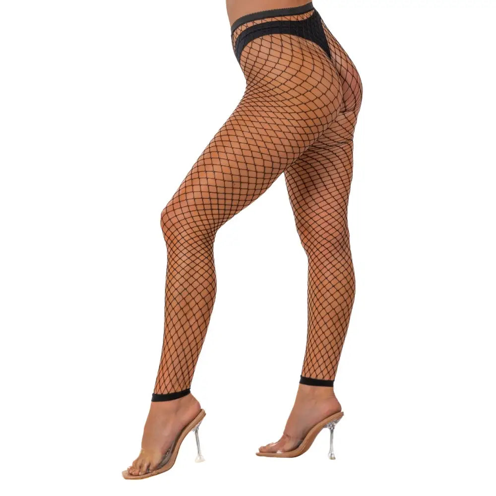 Lace by Lj one Size Industrial Net Footless Tights Black - Sexy Lingerie United Kingdom Stoke-on-trent
