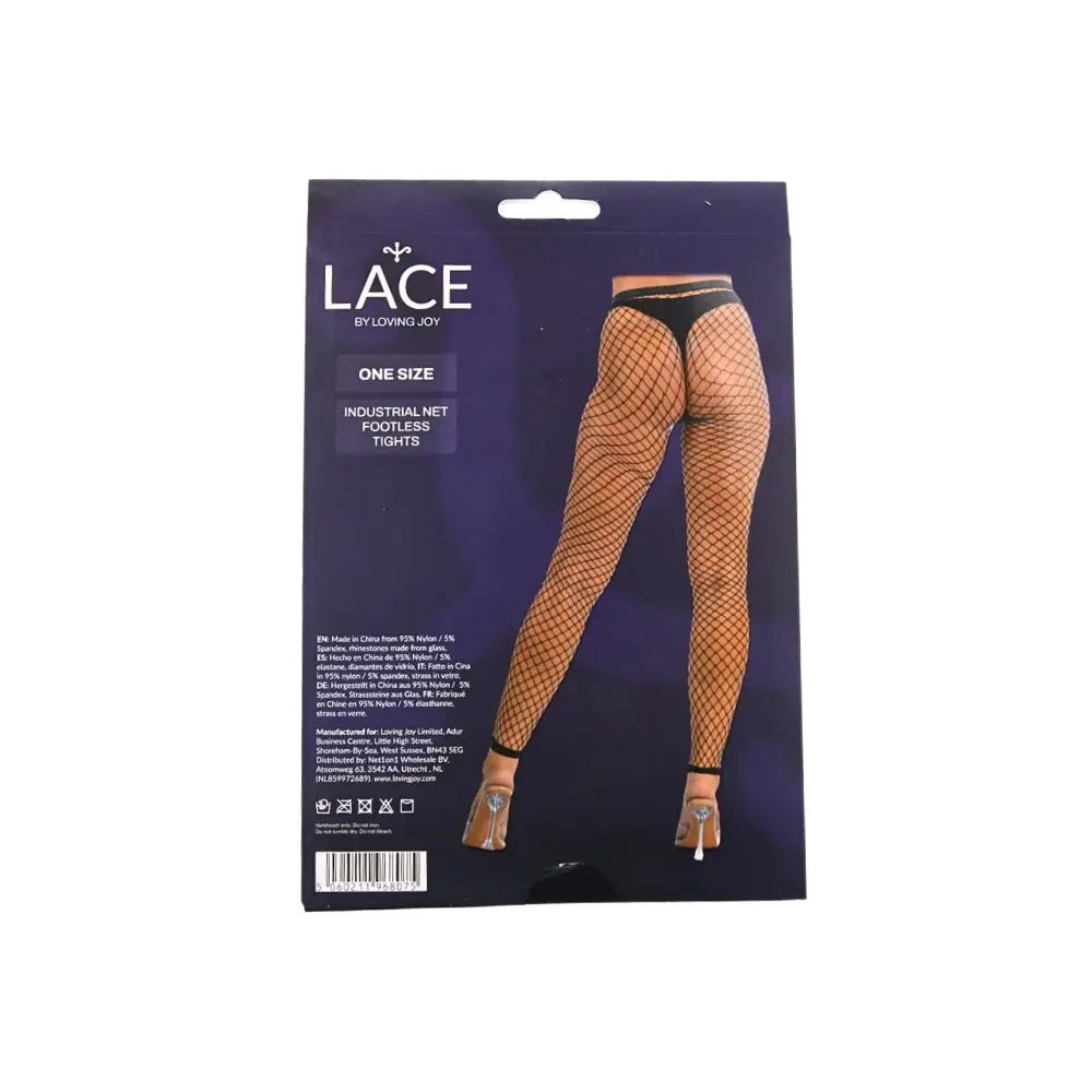Lace by Lj one Size Industrial Net Footless Tights Black - Sexy Lingerie United Kingdom Stoke-on-trent