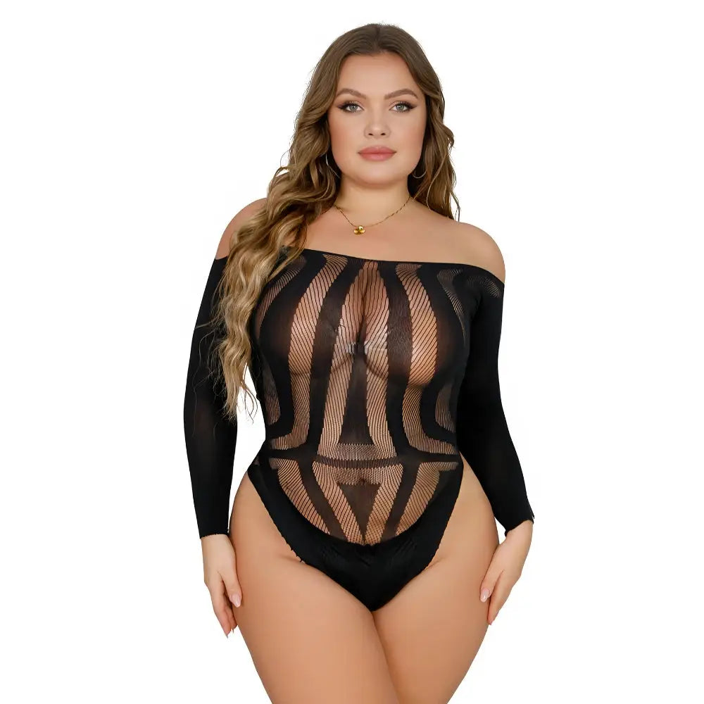 Lace by Lj Plus Size Long Sleeved Cut out Back Bodysuit - Save 15% - Sale United Kingdom Stoke-on-trent
