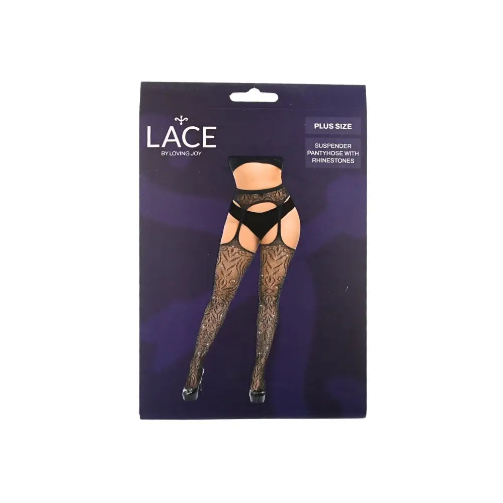 Lace by Lj Plus Size Suspender Pantyhose with Rhinestones - Save 15% - Sale United Kingdom Stoke-on-trent