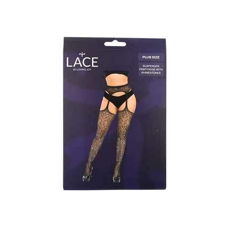 Lace by Lj Plus Size Suspender Pantyhose with Rhinestones - Save 15% - Sale United Kingdom Stoke-on-trent