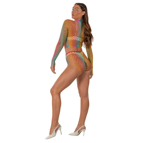 Lace by Lj Rainbow Fence Net Crop Top and Bottoms - Save 15% - Sale United Kingdom Stoke-on-trent