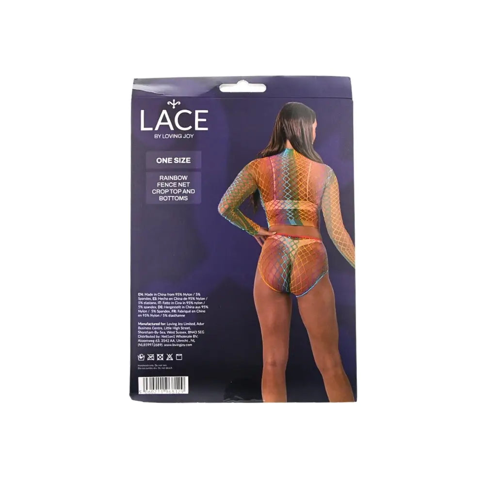 Lace by Lj Rainbow Fence Net Crop Top and Bottoms - Save 15% - Sale United Kingdom Stoke-on-trent