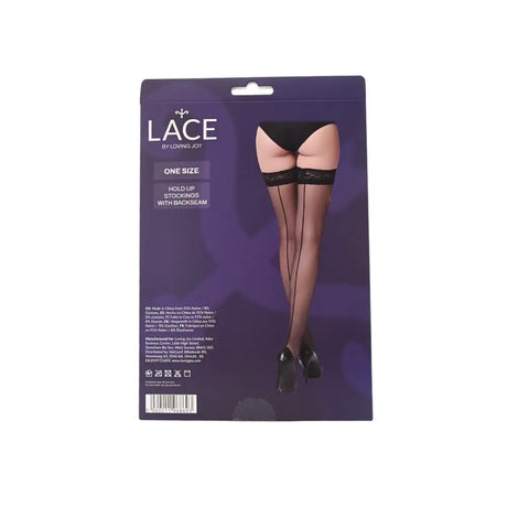 Lace by Lj Sheer Hold Up Stockings with Backseam Black - Sexy Lingerie United Kingdom Stoke-on-trent